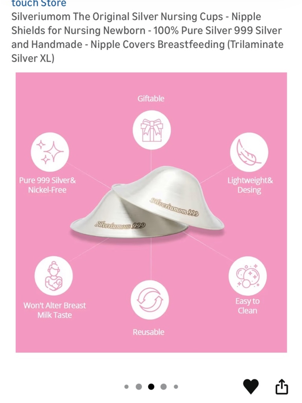 Silveriumom The Original Silver Nursing Cups - Nipple Shields for Nursing XL - Picture 6 of 9